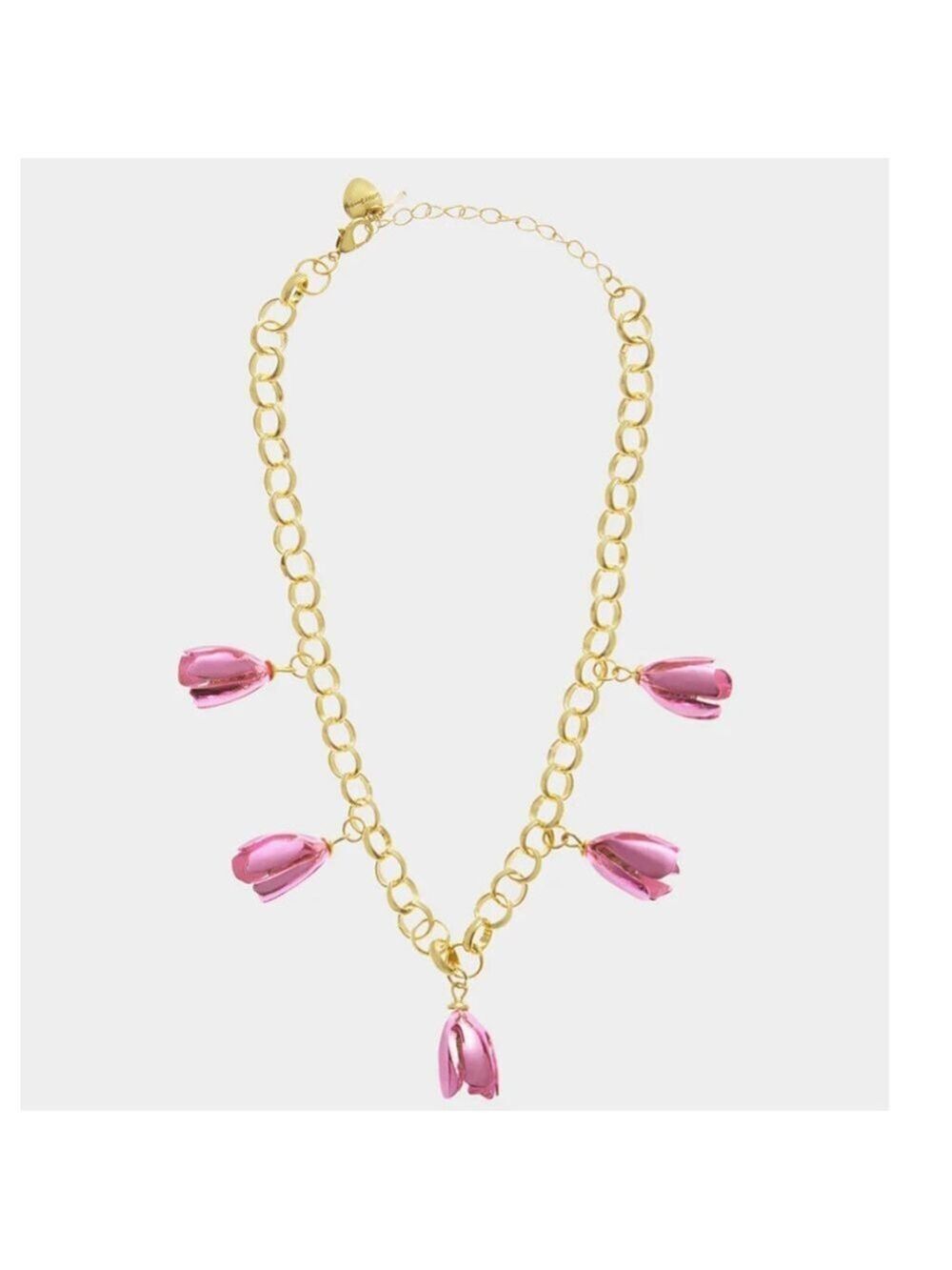 Betsey Johnson Garden Glam Pink Tulip Charm Necklace New